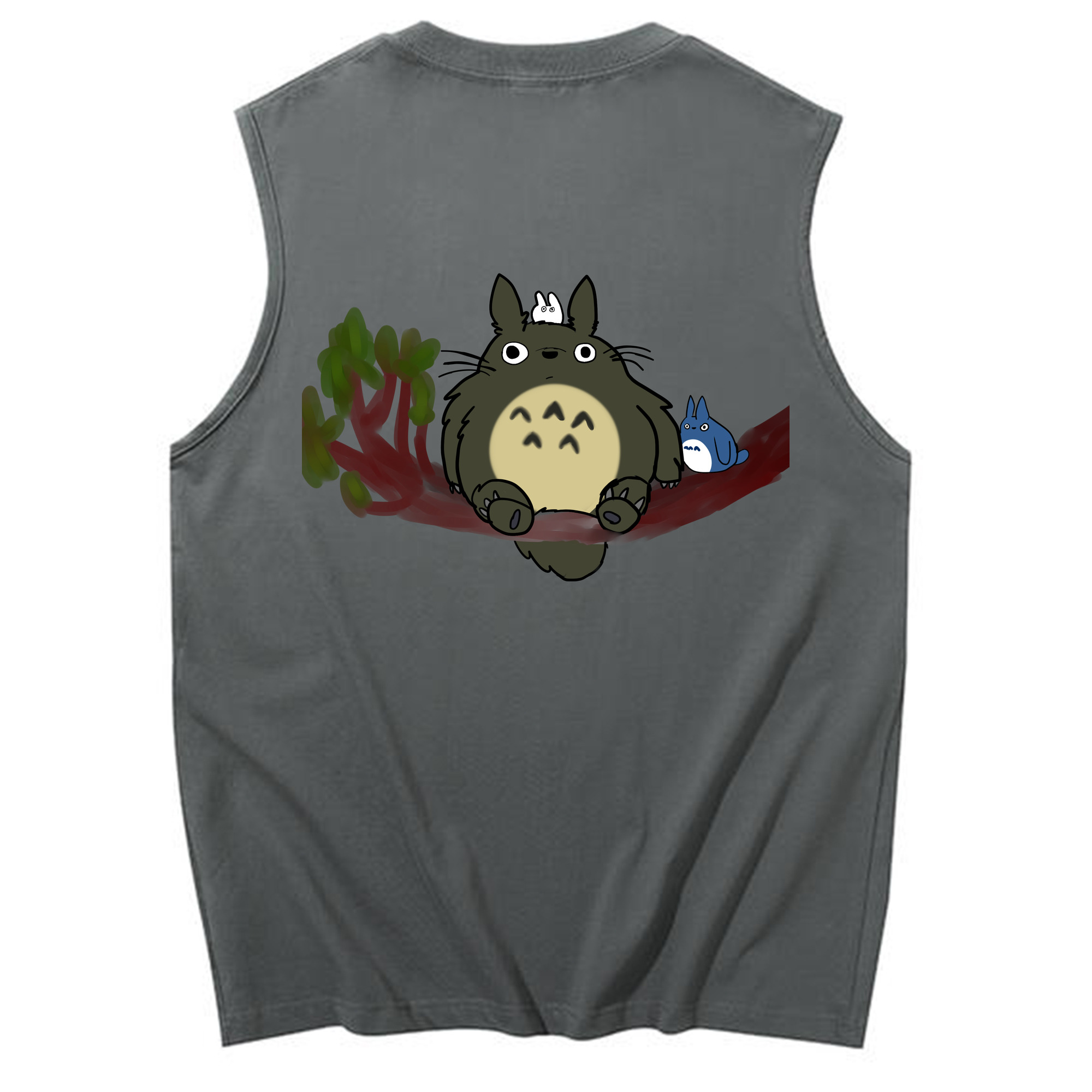 （画像用） となりのトトロ 草壁メイ 草壁サツキ My Neighbor Totoro Satsuki Kusakabe Mei Kusakabe コットン100％タンクトップ（背面プリント）